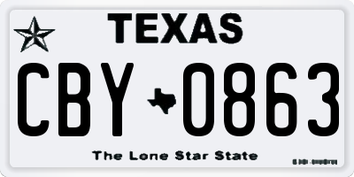 TX license plate CBY0863