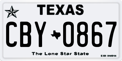 TX license plate CBY0867