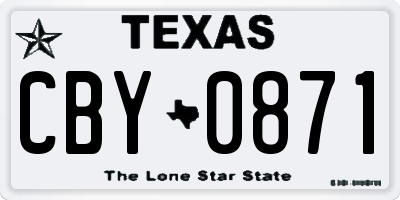 TX license plate CBY0871