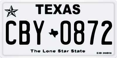 TX license plate CBY0872