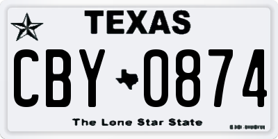 TX license plate CBY0874