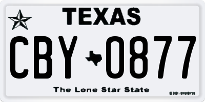 TX license plate CBY0877