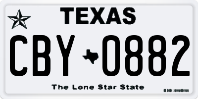 TX license plate CBY0882