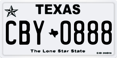 TX license plate CBY0888