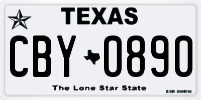 TX license plate CBY0890