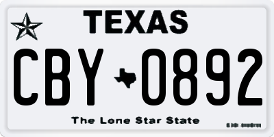 TX license plate CBY0892