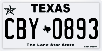 TX license plate CBY0893