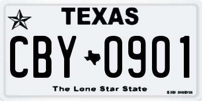 TX license plate CBY0901