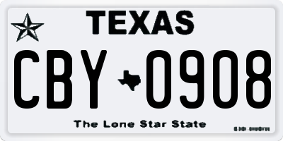 TX license plate CBY0908