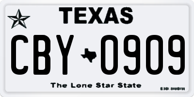 TX license plate CBY0909