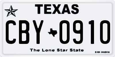 TX license plate CBY0910