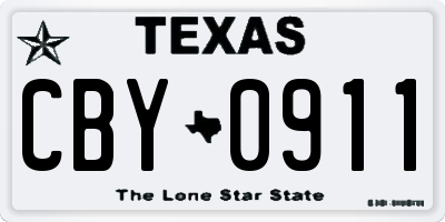 TX license plate CBY0911