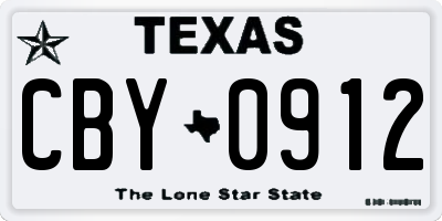 TX license plate CBY0912