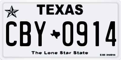TX license plate CBY0914
