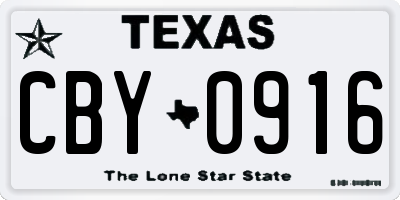 TX license plate CBY0916