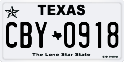 TX license plate CBY0918
