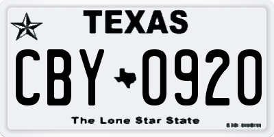 TX license plate CBY0920