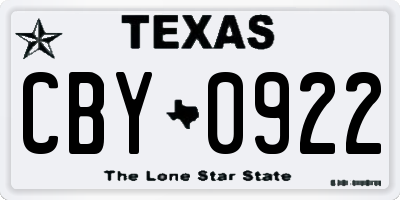 TX license plate CBY0922