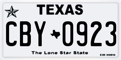 TX license plate CBY0923