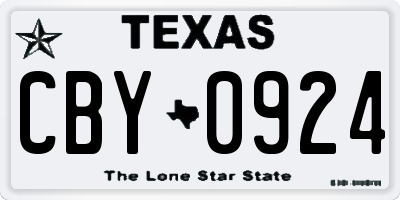 TX license plate CBY0924