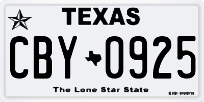 TX license plate CBY0925