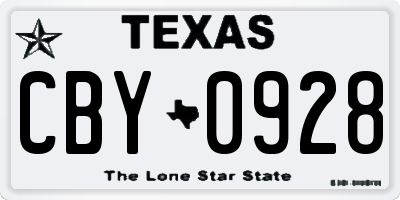 TX license plate CBY0928