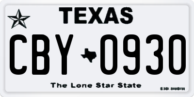 TX license plate CBY0930