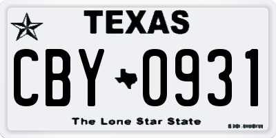 TX license plate CBY0931