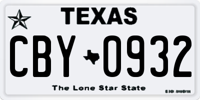 TX license plate CBY0932