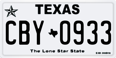 TX license plate CBY0933