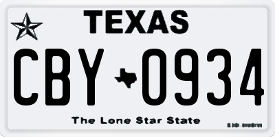 TX license plate CBY0934