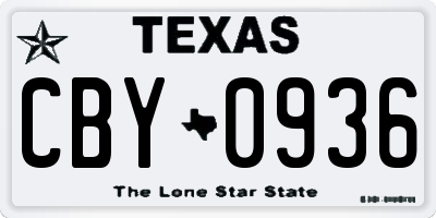 TX license plate CBY0936