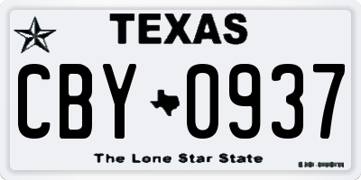 TX license plate CBY0937