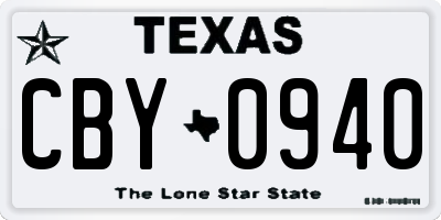 TX license plate CBY0940
