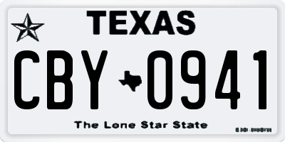TX license plate CBY0941