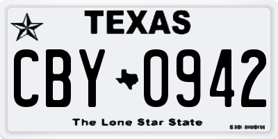 TX license plate CBY0942