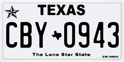 TX license plate CBY0943