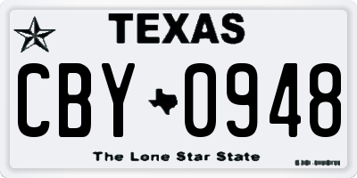 TX license plate CBY0948
