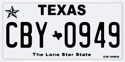 TX license plate CBY0949