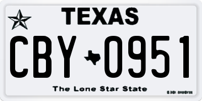 TX license plate CBY0951