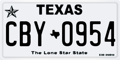TX license plate CBY0954