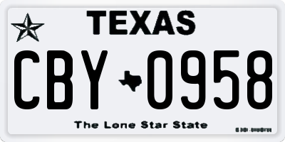 TX license plate CBY0958