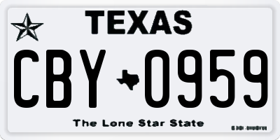 TX license plate CBY0959
