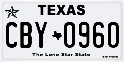 TX license plate CBY0960