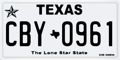 TX license plate CBY0961