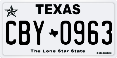 TX license plate CBY0963