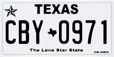 TX license plate CBY0971