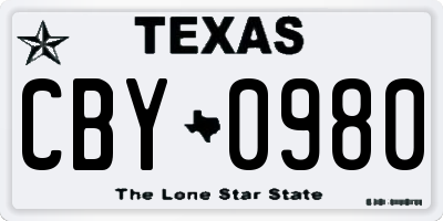 TX license plate CBY0980