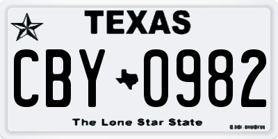 TX license plate CBY0982