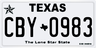TX license plate CBY0983